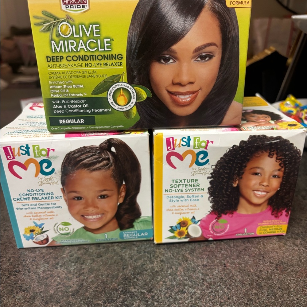 Relaxer Bundle - 1 Adult and 2 Kids Hair Care Set -